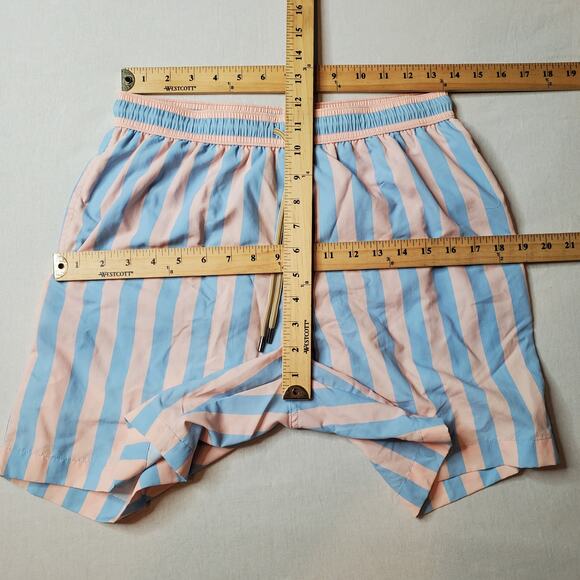 J. McLaughlin Men's Size S NWT Gibson Swim Trunks Regency Stripe Pink Blue - Picture 7 of 8